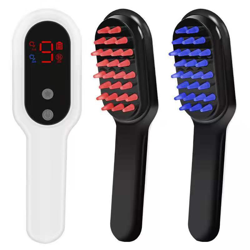 Electric Head Massager Magnetic Therapy Hair Growth Comb Blue Red Light Scalp Massage Brush Relieve Fatigue Pressure LED Display - Chardon Chree Co.